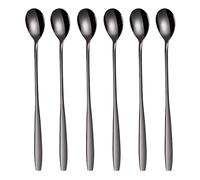 GRÄWE Cuillère à Glace et Latte Macchiato en Acier Inoxydable, Cuillère Longue Idéale pour Café, Desserts et thé Glacé, Passe au Lave-vaisselle, noir