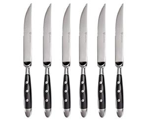 GRAEWE GERMANY Thor Equine Lot de 6 Couteaux à Steak en Acier forgé à Manche Noir et Rivets