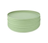 GRÄWE Linea Assiettes en plastique Ø 25 cm, Lot de 10, Vert clair, Vaisselle PP incassable, Passe au lave-vaisselle jusqu'à 50 °C, Convient au micro-ondes, Pour camping, pique-nique, plein air, Sans