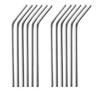 GRÄWE Lot de 12 pailles courbées en acier inoxydable argenté - Passent au lave-vaisselle - Réutilisables
