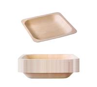 GRÄWE - Lot de 25 assiettes jetables en bois - Carrées - 14,5 x 14,5 cm