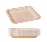 GRÄWE - Lot de 25 assiettes jetables en bois - Carrées - 21 x 21 cm