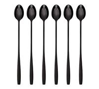 GRÄWE Lot de 6 cuillères à latte Macchiato, noir, longues cuillères pour cocktails et desserts, en acier inoxydable, lavables au lave-vaissage, série Königstein