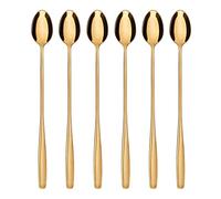 GRÄWE Lot de cuillères à latte Macchiato, doré, 6 pièces, longues cuillères pour cocktails et desserts, en acier inoxydable, lavables au lave-vaissage, série Königstein