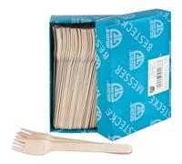 GRÄWE Set de 100 fourchettes à Usage Unique, Couverts en Bois Non traité, Couverts jetables biodégradables et compostables, idéal pour Les fêtes, Pique-niques et événements.