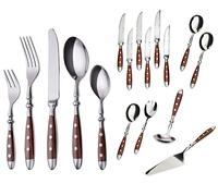 GRÄWE Set de couverts Nuremberg, 42 pièces, pour 6 personnes, en acier inoxydable, manche marron, rustique, qualité lourde, lavable au lave-vaisselle, poli à la main