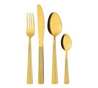 GRÄWE Set de Couverts pour 4 Personnes, en Acier Inoxydable, Couverts à Manger Dorés, 16 Pièces Passe au Lave-Vaisselle, Set de Couverts avec Décoration - Série Athènes