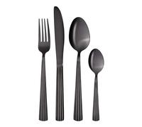 GRÄWE Set de Couverts pour 4 Personnes, en Acier Inoxydable, Couverts à Manger Noirs, 16 Pièces, Passe au Lave-Vaisselle, Set de Couverts avec Décoration - Série Athènes