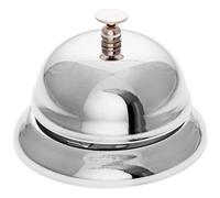 GRÄWE Sonnette de table en acier inoxydable Ø 8,5 cm, sonnette pour comptoir, sonnette d'enseignant, sonnette de table, cloche d'hôtel bruyante, sonnette de réception, sonnette de service, sonnette de