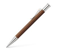 Graf von Faber-Castell 146535 - Stylo à bille twist Guilloche version stylo tout métal, résine précieuse, rhodié, rond, cognac/marron