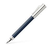 Graf von Faber-Castell Stylo plume tamitio Tige métallique cannelée plume en acier inoxydable haute qualité, rhodié, bleu nuit