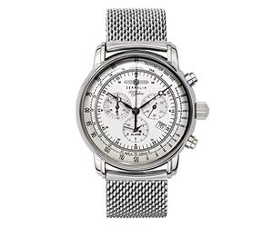 GRAF Zeppelin Chronographe et Alarme, 7680m-1 - Cadran argenté, Sangles