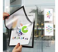 GRAFBURG Lot de 2 cadres magnétiques DIN A4 - Autocollants avec fermeture magnétique - Utilisable des deux côtés - Argenté