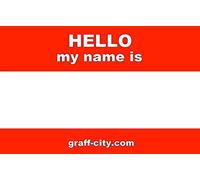 Graff Autocollants avec inscription "Hello my name is" Rouge/Blanc 8cm x 6cm rouge/blanc