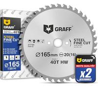 GRAFF Lame Scie Circulaire 165 x 20 mm - Idéale pour Métal Tubes Métalliques Aluminium Acier - Lame de scie circulaire Pour Scies À Onglets Et Scies De Table avec Dewalt Makita Bosch