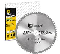 GRAFF Lame Scie Circulaire 165 x 20 mm (Multi-Matériaux) pour Métal Aluminium Bois Stratifié Plus Encore avec 60 dents - Lame de Scie Circulaire 165 x 20 compatible avec Dewalt Makita Bosch Metabo