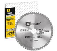 GRAFF Lame Scie Circulaire 216 x 30 mm (Multi-Matériaux) pour Métal Aluminium Bois Stratifié Plus Encore avec 60 dents - Lame de Scie Circulaire 216 x 30 compatible avec Dewalt Makita Bosch Metabo