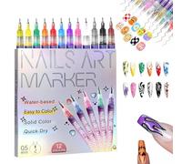 GraffiGlam Quick-Dry Nail Pens (Set of 12 Unique Colours), Graffiglam Nail Pens, 12 Colors ail Art ens Set, Waterproof ail Art en, rt Marker (1 set)