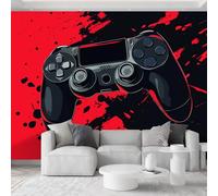 Graffiti Abstrait Papier Peint Panoramique 3D 300L x 210H cm, Sci-Fi Art Gaming Manette de Jeu Papier Peint - Rouge Cerise Photo Fresque Murale Moderne Décoration pour Salon Chambre d'enfant Fond TV