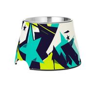 Graffiti Art abstrait étoiles jaunes bols de nourriture pour animaux domestiques avec support en acier inoxydable pour nourriture lente chiens Whisker Relief