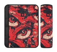 Graffiti Art Lot de 2 housses de sangle de siège de voiture avec motif mauvais yeux rouges pour plus de confort de conduite, épaulettes de ceinture de sécurité pour adultes pour sac à dos, berline