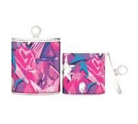 Graffiti Art Lot de 2 petits bacs de rangement décoratifs en plastique transparent avec couvercle Motif étoiles Rouge abstrait