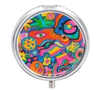 Graffiti Art Pilulier 3 compartiments de voyage 3 x par jour Organiseur de vitamines portable avec miroir Petit pilulier pour sac à main et poche Mignon récipient à médicaments quotidien en métal