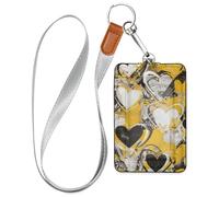 Graffiti Art Porte-badge de travail avec cordon et 3 cartes d'identité et porte-cartes pour bureau, hôpital et permis de conduire Jaune