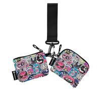 Graffiti Art Trend Lot de 2 portefeuilles pour femme avec fermeture éclair et sangle de poignet, Graffiti Art Trend Play Stickers, 1 size, Décontracté
