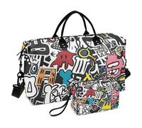 Graffiti Art Trend Play Stickers Grand sac à main Weekender Sac de nuit Gym Sports Duffel Sacs avec sangle réglable pour Voyage Pliable