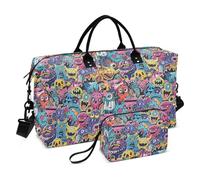 Graffiti Art Trend Play Stickers Grand sac Weekend Sac de gym avec trousse de toilette pour trekking Imperméable