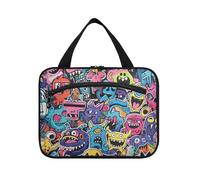 Graffiti Art Trend Play Stickers suspendus Sacs de voyage pour femme avec crochet, trousse lavable design pour homme pour voyage, maquillage, toilette estuche para guardar maquillaje L