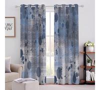 Graffiti Bleu Rideaux Occultant 170LX200Hcm（85LX200HcmX2 Panneaux） Art Abstrait Rideau Thermiques Isolants Anti Chaleur Rideau À Oeillets pour Chambre Salon