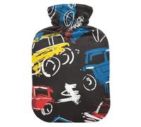 Graffiti Cars Jolie bouteille d'eau chaude avec housse souple 2 L pour crampes menstruelles, crampes menstruelles