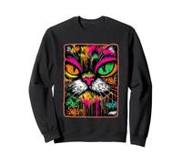Graffiti Chat Persan coloré Chat félin Street Art années 90 Sweatshirt