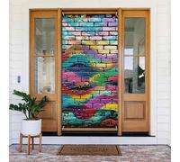 Graffiti coloré brique imprimé bannière de porte de fête à suspendre décoration de porte rideau de porte en tissu pour vacances intérieur extérieur décoration