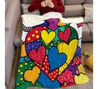 Graffiti Couvertures et Plaids Illustration de cœur géométrique 3D Imprimée Couverture Lit en Flanelle 70 x 100 cm Plaid Polaire pour canapé lit Couch Chambre Salon Enfant Adulte