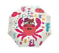 Graffiti Crab Art Parapluie Pliant Ouverture et Fermeture Automatique Protection UV Parapluies Pliant Coupe-Vent Ultra-léger pour Voyager Plage Femmes Enfants Fille