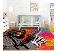 Graffiti Crâne Robe Armes Tapis Salon Lavable en Machine à Poils Courts Multicolore, Fantastique Vintage Antidérapant et Doux Tapis 120 x 170 cm, pour Bureau Chambre Cuisine