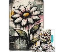 Graffiti Daisy Flower Art Puzzle pour Adultes en Bois | Un loisir manuel à la maison: une méthode de montage claire seul ou à plusieurs.