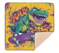 Graffiti Dinosaure Skateboard avec texte « bar » Grand tapis de gym robuste pour bébé lavable au sol Tapis de frappe pour nouveau-né 127 x 127 cm