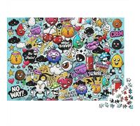 Graffiti Doodle Art Puzzles 1000P Matériau Recy olorful Stickers Puzzles for Personnes Âgées Puzzle Accessoires de Jeu Interesting Jeu Familial Props for Adultees 52x38cm/1000Ps