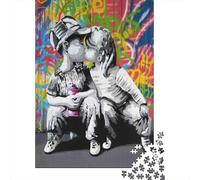 Graffiti Enfants Baiser 1000 Pièces Papier Écologique Puzzle Classique Adolescents Fans 12-18 Ans Soulagement du Stress Décoration Murale 52x38cm/1000pcs