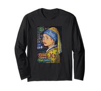 Graffiti Girl with a Pearl Earring - Colorful Pop Art Street Manche Longue