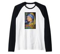 Graffiti Girl with a Pearl Earring - Colorful Pop Art Street Manche Raglan