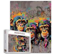 Graffiti Gorilla Jigsaw Puzzles Adultes Cartoon Animal Famille Puzzle 1000P Puzzle Coloré Difficile Parfait Jeu Nuits Maison Décoration Murale Cadeaux Fait à la Main Noël Nouvel An Anniversaire