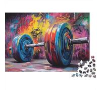 Graffiti haltère Gym Saint-Valentin 1000 pièces Puzzle Cadeau pour Adultes Art d'haltère coloré Graffiti Poids Premium Robuste Haute qualité Vibrant Stimulant soulagement du Stress 52x38cm/1000pcs