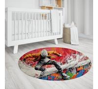 Graffiti Hip-Hop Tapis Ronds pour Chambre d’ado Street Art Dancer Design Tapis Rond antidérapant à Poils Ras pour Salle de Classe Studio 150cm