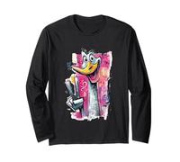 Graffiti Humoristique Visage d'autruche Pop Personnage Graphique Oiseau Dingo Manche Longue