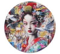 Graffiti Japonais Circulaire Puzzle 1000 Pièces pour Adultes DIY Unique Classiques Jeux De Défi Uniques 1000pcs (67.5x67.5cm)